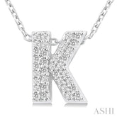 1/10 Ctw Bubble Accent Initial 'K' Round Cut Diamond Fashion Pendant With Chain in 10K White Gold
